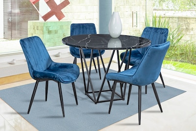 Foto 1 | Comedor Mobilkraft Java Azul 4 Sillas Redondo Tubular Formica