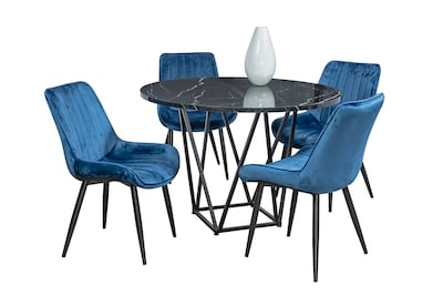 Foto 2 | Comedor Mobilkraft Java Azul 4 Sillas Redondo Tubular Formica