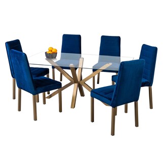 Foto 1 | Comedor Mobilkraft Nápoles Azul 6 Sillas de Cristal