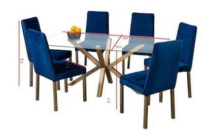 Foto 3 | Comedor Mobilkraft Nápoles Azul 6 Sillas de Cristal