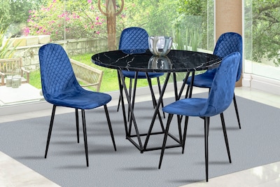 Foto 1 | Comedor Mobilkraft Ana Azul 4 Sillas Redondo Tubular