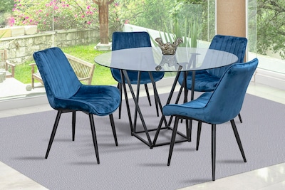 Foto 1 | Comedor Mobilkraft Java Azul 4 Sillas Cristal Redondo