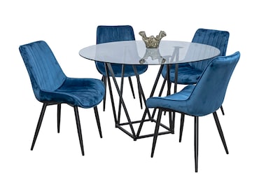 Foto 2 | Comedor Mobilkraft Java Azul 4 Sillas Cristal Redondo