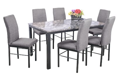 Foto 2 | Comedor Mobilkraft Adra Gris 6 Sillas Tubular