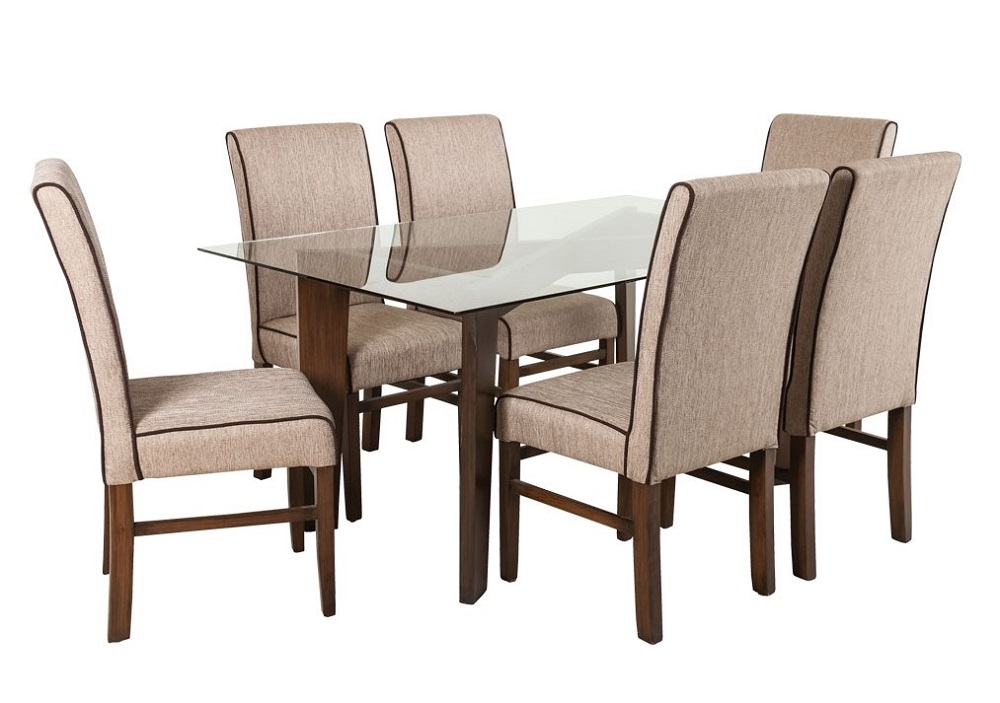 Foto 4 pulgar | Comedor Mobilkraft Ontario 6 Sillas de Madera y Cristal Templado