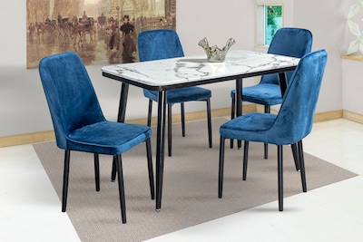 Foto 1 | Comedor Mobilkraft Max Azul 4 Sillas Tubular Cristal