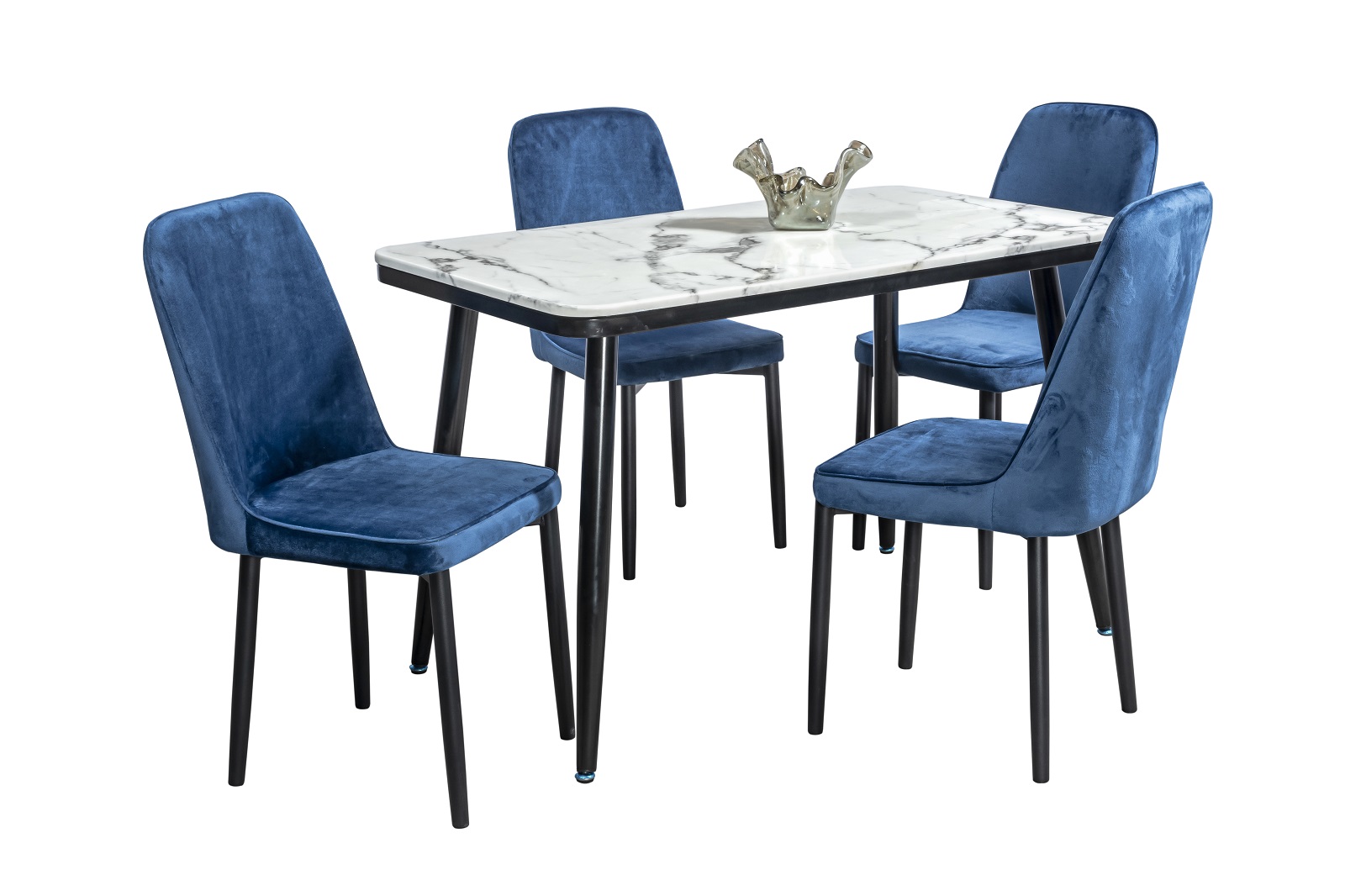 Foto 3 pulgar | Comedor Mobilkraft Max Azul 4 Sillas Tubular Cristal