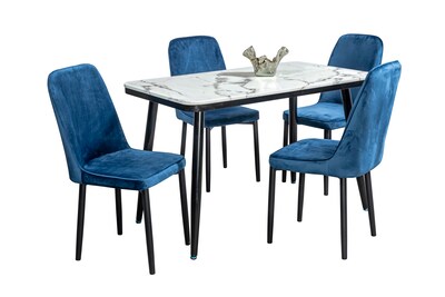 Foto 2 | Comedor Mobilkraft Max Azul 4 Sillas Tubular Cristal