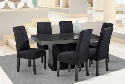 Foto 2 | Comedor Mobilkraft Modelo Giza 6 Sillas Madera y Cristal Gris Obscuro