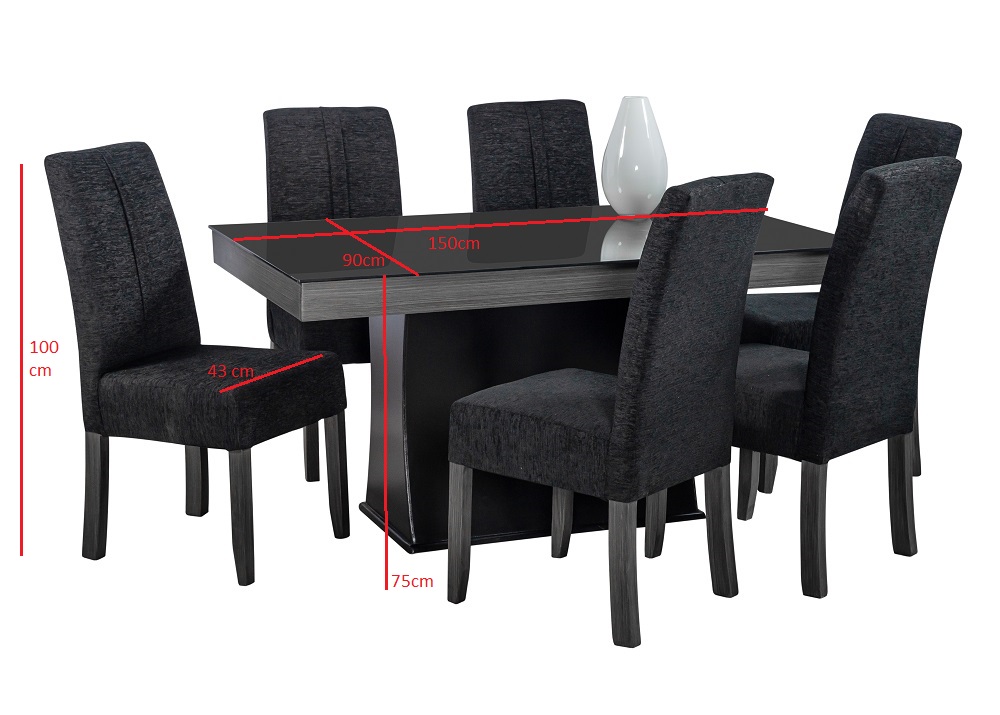 Foto 4 pulgar | Comedor Mobilkraft Modelo Giza 6 Sillas Madera y Cristal Gris Obscuro