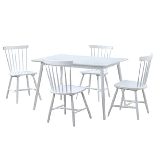 Foto 1 | Comedor Completo Blanco De Madera Maciza Cubierta De Mdf Con 4 Sillas De Madera
