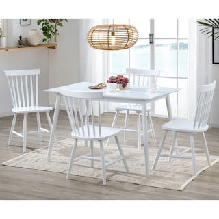 Foto 4 | Comedor Completo Blanco De Madera Maciza Cubierta De Mdf Con 4 Sillas De Madera