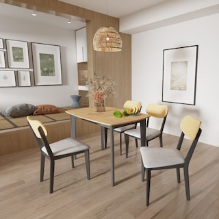 Foto 5 | Mesa De Comedor Color Madera Y Negro Con 4 Sillas Con Estructura De Madera Maciza Y Asientos Acolchados