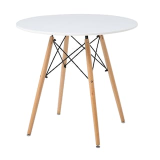 Foto 2 | Comedor Completo Blanco Con Mesa Redonda Y 4 Sillas Con Asiento De Vinipiel Y Patas De Madera