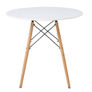 Foto 3 | Comedor Completo Con Mesa Redonda Color Blanco Y 4 Sillas Grises Con Asiento De Vinipiel Y Patas De Madera