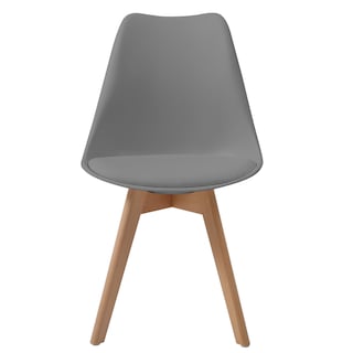 Foto 4 | Comedor Completo Con Mesa Redonda Color Blanco Y 4 Sillas Grises Con Asiento De Vinipiel Y Patas De Madera
