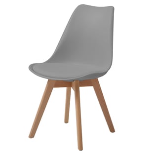 Foto 5 | Comedor Completo Con Mesa Redonda Color Blanco Y 4 Sillas Grises Con Asiento De Vinipiel Y Patas De Madera