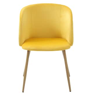 Foto 5 | Comedor Completo Con Mesa De Cristal Y 4 Sillas Tapizadas En Terciopelo Mostaza Con Patas De Metal Con Efecto Madera