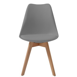 Foto 5 | Comedor Completo Con Mesa Blanca Y 4 Sillas Grises Con Asiento De Vinipiel Y Patas De Madera