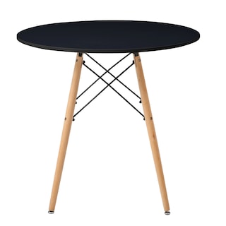 Foto 2 | Comedor Completo Con Mesa Redonda Color Negro Y 4 Sillas Blancas Con Patas De Madera Y Soporte Metálico