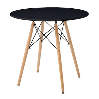 Foto 3 | Comedor Completo Con Mesa Redonda Color Negro Y 4 Sillas Blancas Con Patas De Madera Y Soporte Metálico