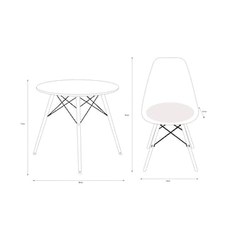 Foto 8 | Comedor Completo Con Mesa Redonda Color Blanco Y 4 Sillas Negras Con Patas De Madera Y Soporte Metálico