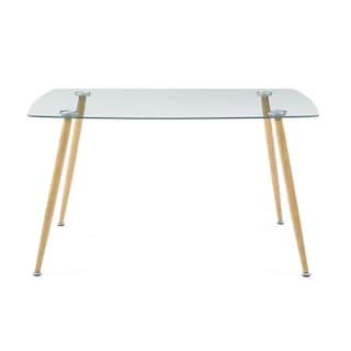 Foto 3 | Comedor Completo Con Mesa De Cristal Y 4 Sillas Blancas Con Patas De Madera Y Soporte Metálico