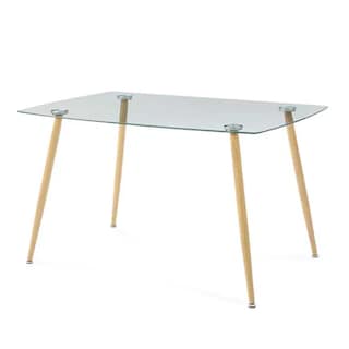 Foto 4 | Comedor Completo Con Mesa De Cristal Y 4 Sillas Blancas Con Patas De Madera Y Soporte Metálico