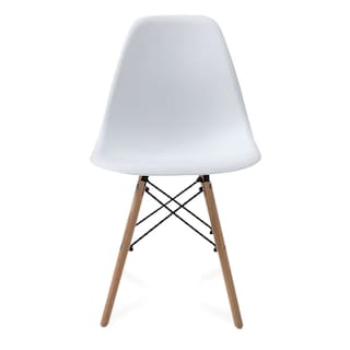 Foto 5 | Comedor Completo Con Mesa De Cristal Y 4 Sillas Blancas Con Patas De Madera Y Soporte Metálico