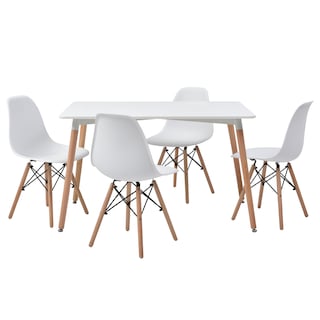 Foto 1 | Comedor Completo Blanco Con 4 Sillas Con Patas De Madera Y Soporte Metálico