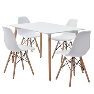 Foto 2 | Comedor Completo Blanco Con 4 Sillas Con Patas De Madera Y Soporte Metálico