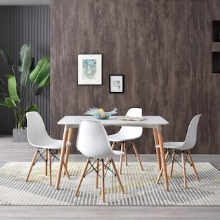 Foto 7 | Comedor Completo Blanco Con 4 Sillas Con Patas De Madera Y Soporte Metálico
