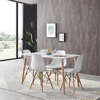 Foto 8 | Comedor Completo Blanco Con 4 Sillas Con Patas De Madera Y Soporte Metálico