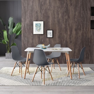 Foto 8 | Comedor Completo Con Mesa Blanca Y 4 Sillas Grises Con Patas De Madera Y Soporte Metálico