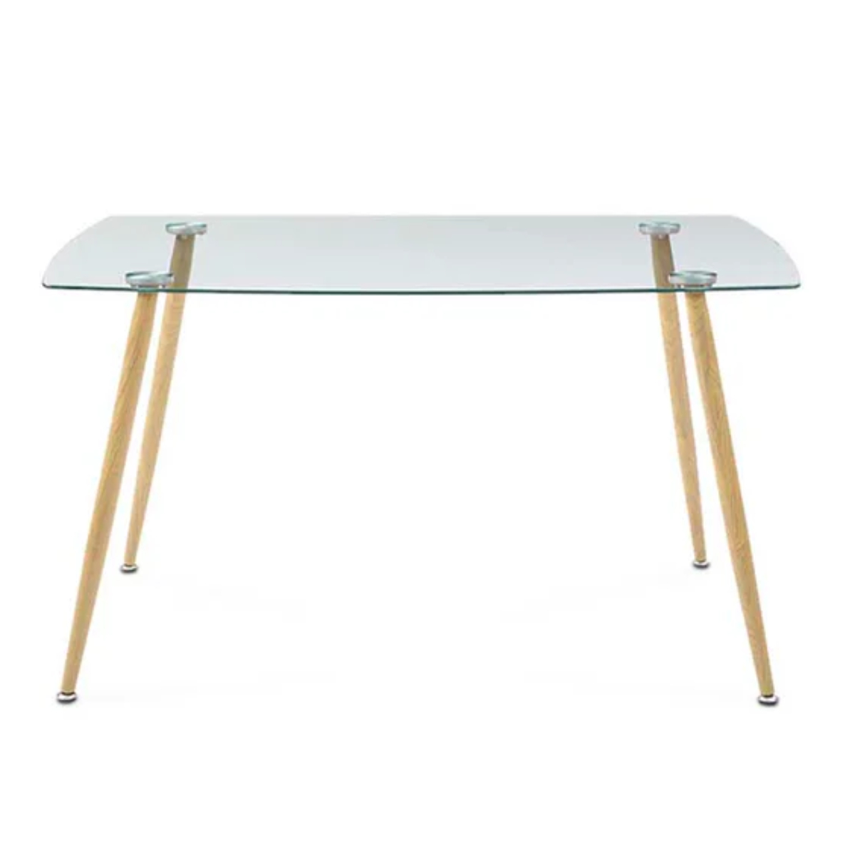 Foto 4 pulgar | Comedor Completo Con Mesa De Cristal Y 4 Sillas Grises Con Patas De Madera Y Soporte Metálico