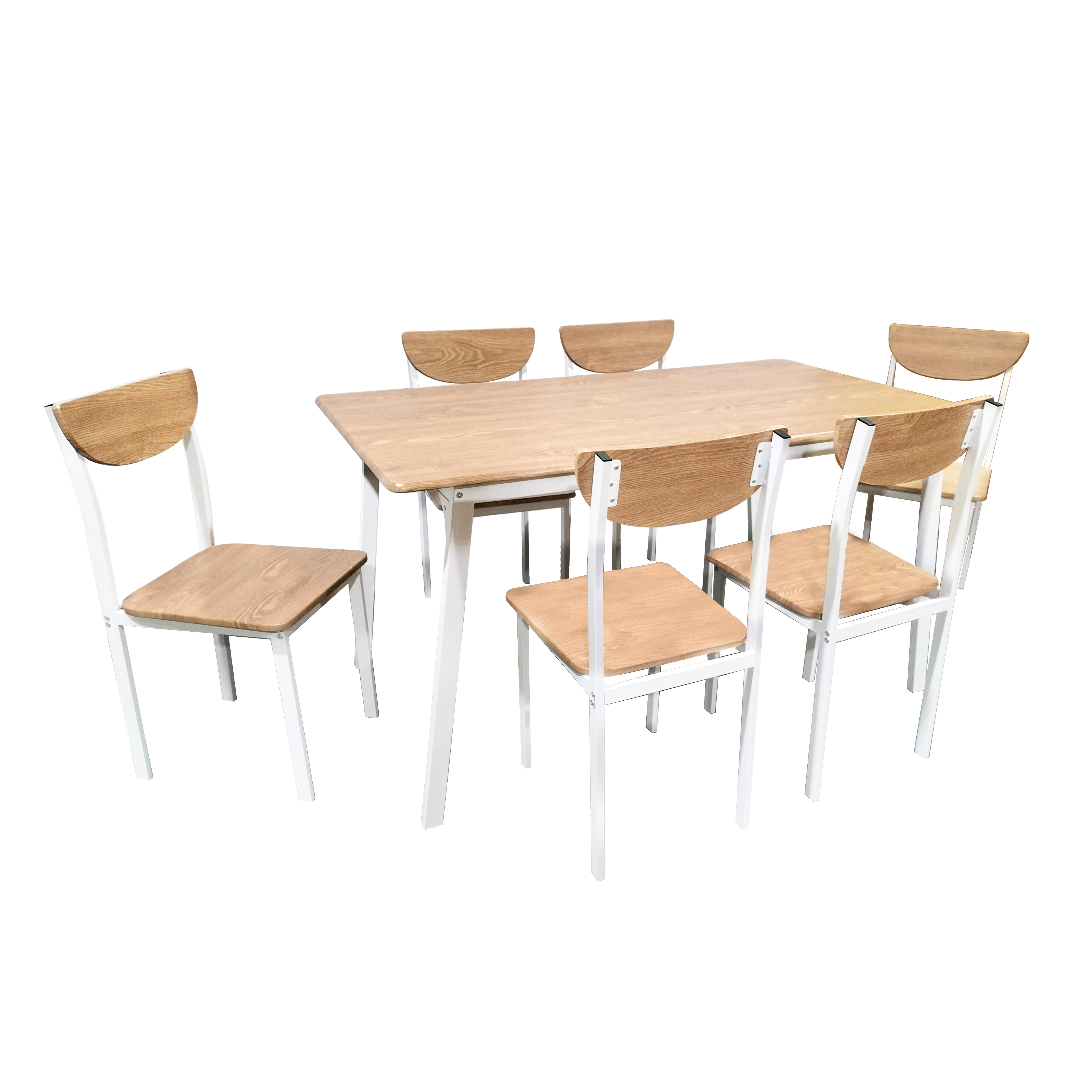 Set De Comedor Mesa Rectangular + 6 Sillas Top Living  K6-comb Color Café Y Blanco