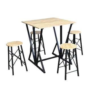 Foto 1 | Set De Comedor Mesa Ajustable + 4 Bancos Altos Top Living K4-talln Color Café Y Negro