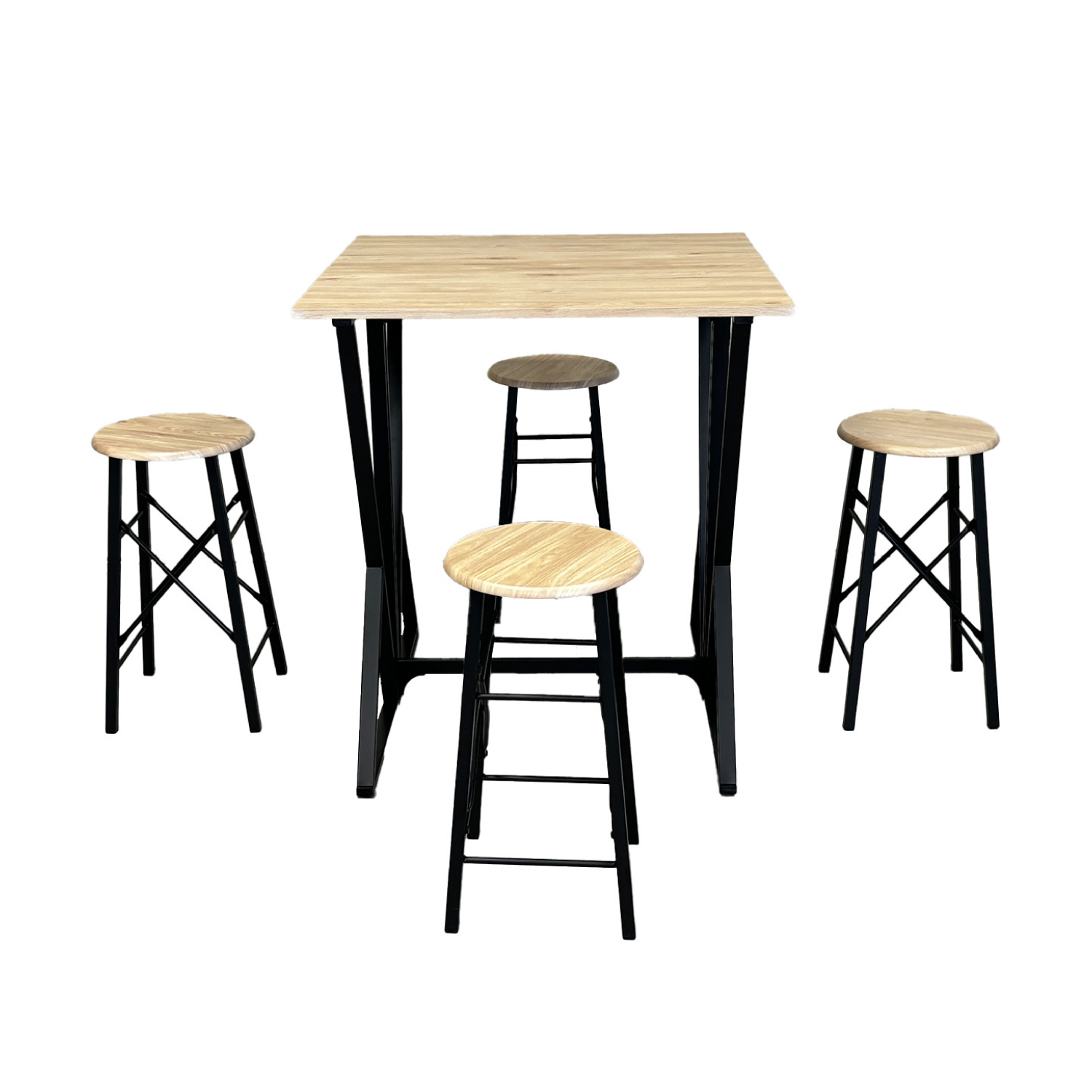 Foto 7 pulgar | Set De Comedor Mesa Ajustable + 4 Bancos Altos Top Living  K4-talln  Color Café Y Negro