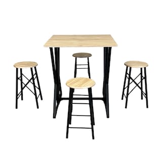 Foto 6 | Set De Comedor Mesa Ajustable + 4 Bancos Altos Top Living K4-talln Color Café Y Negro