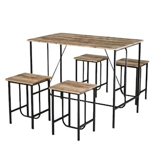 Foto 1 | Set De Comedor Mesa Rectangular + 4 Bancos Top Living K4-squaren Color Café Y Negro
