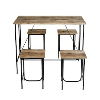 Foto 2 | Set De Comedor Mesa Rectangular + 4 Bancos Top Living K4-squaren Color Café Y Negro