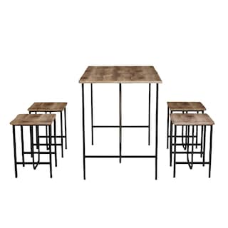 Foto 7 | Set De Comedor Mesa Rectangular + 4 Bancos Top Living K4-squaren Color Café Y Negro