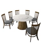 Comedor Redondo De 6 Sillas Elegante De Madera Bossa Yunno Marrón