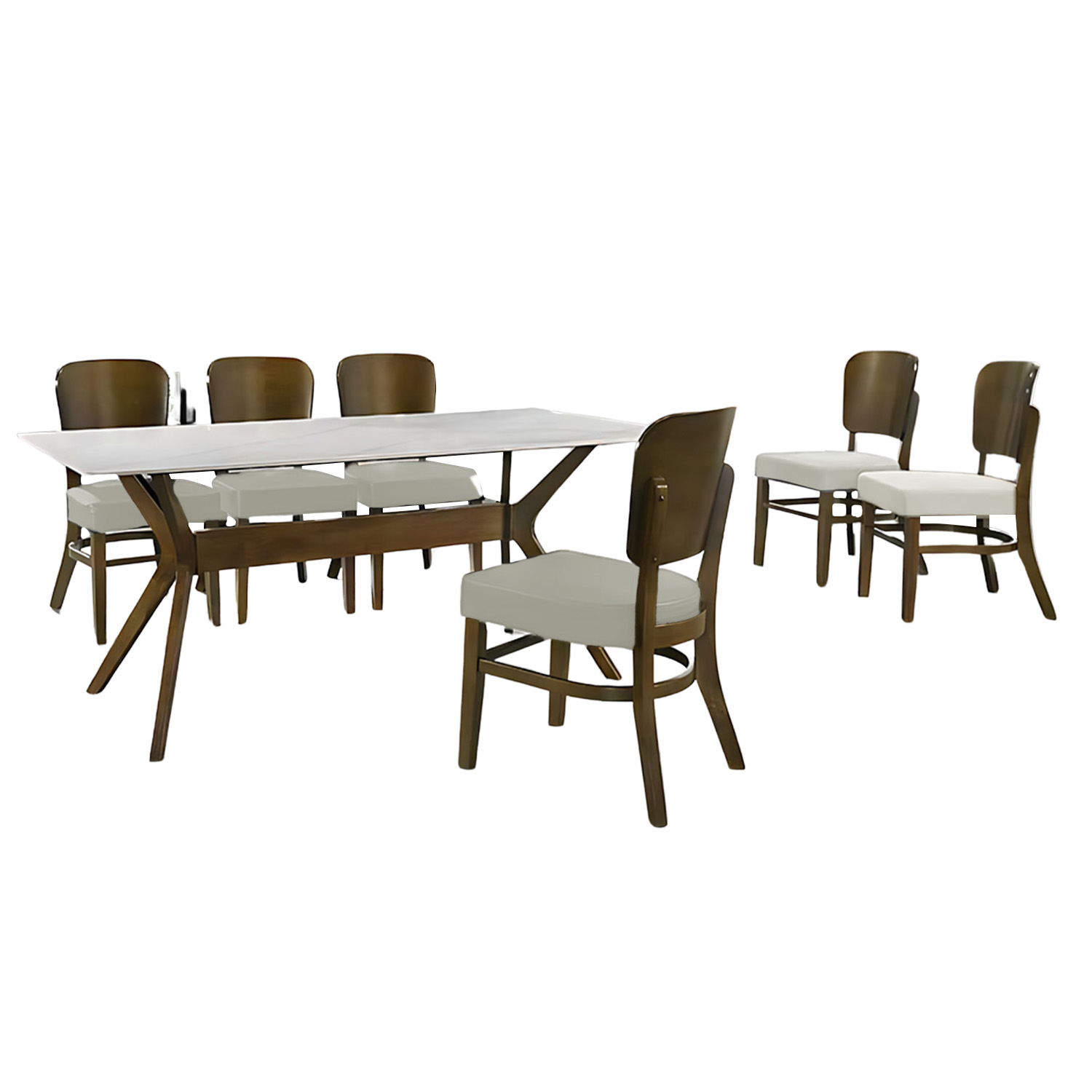 Comedor Elegante De Madera De 6 Sillas Bossa Noem Marrón