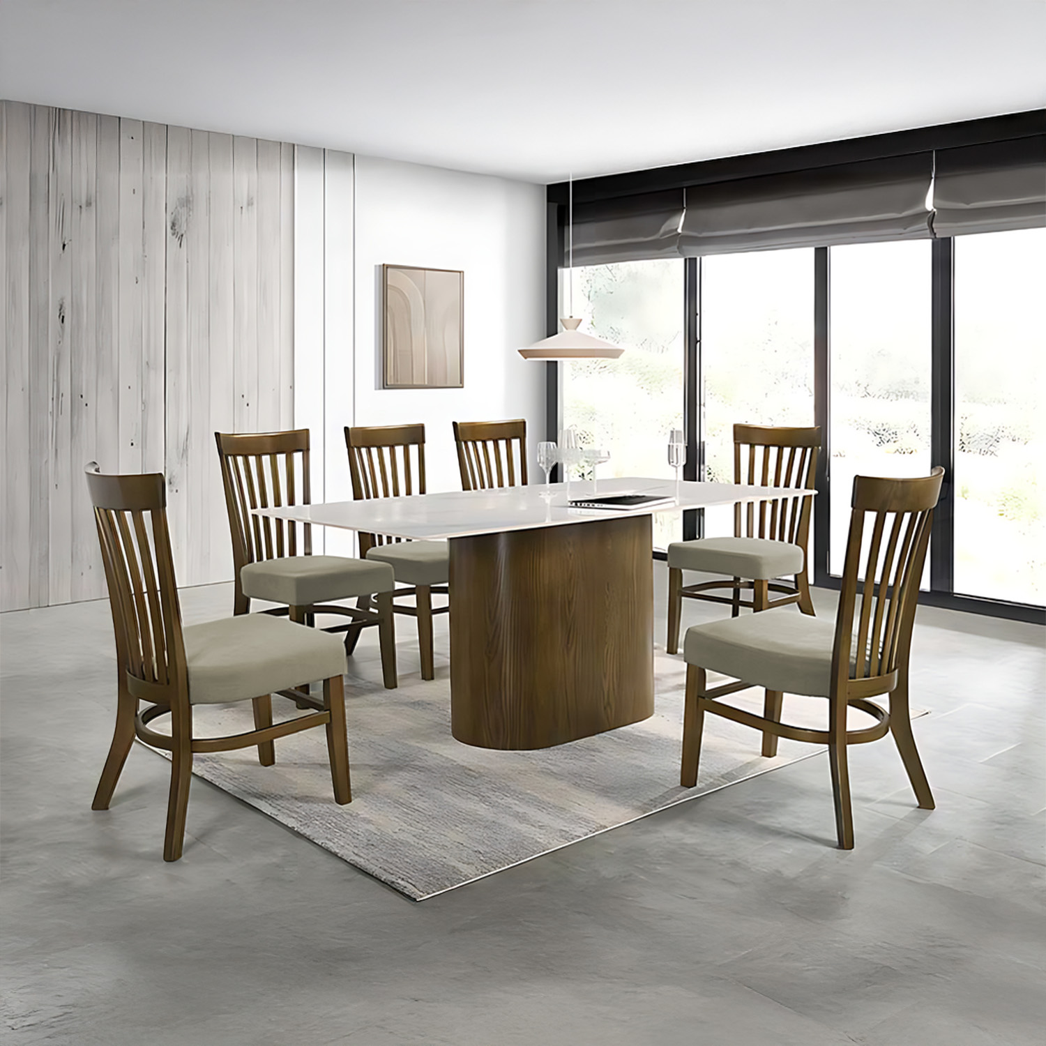 Foto 6 pulgar | Comedor De Madera De 6 Sillas Elegante Bossa Maia Marrón