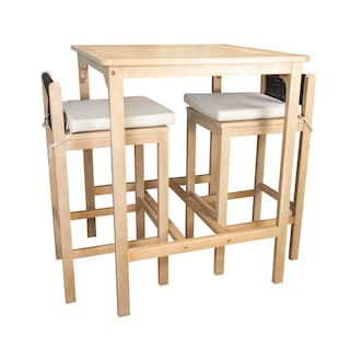 Foto 1 | Juego De Mesa De Madera Maciza Con 2 Sillas Altas Bossa Cala Marrón
