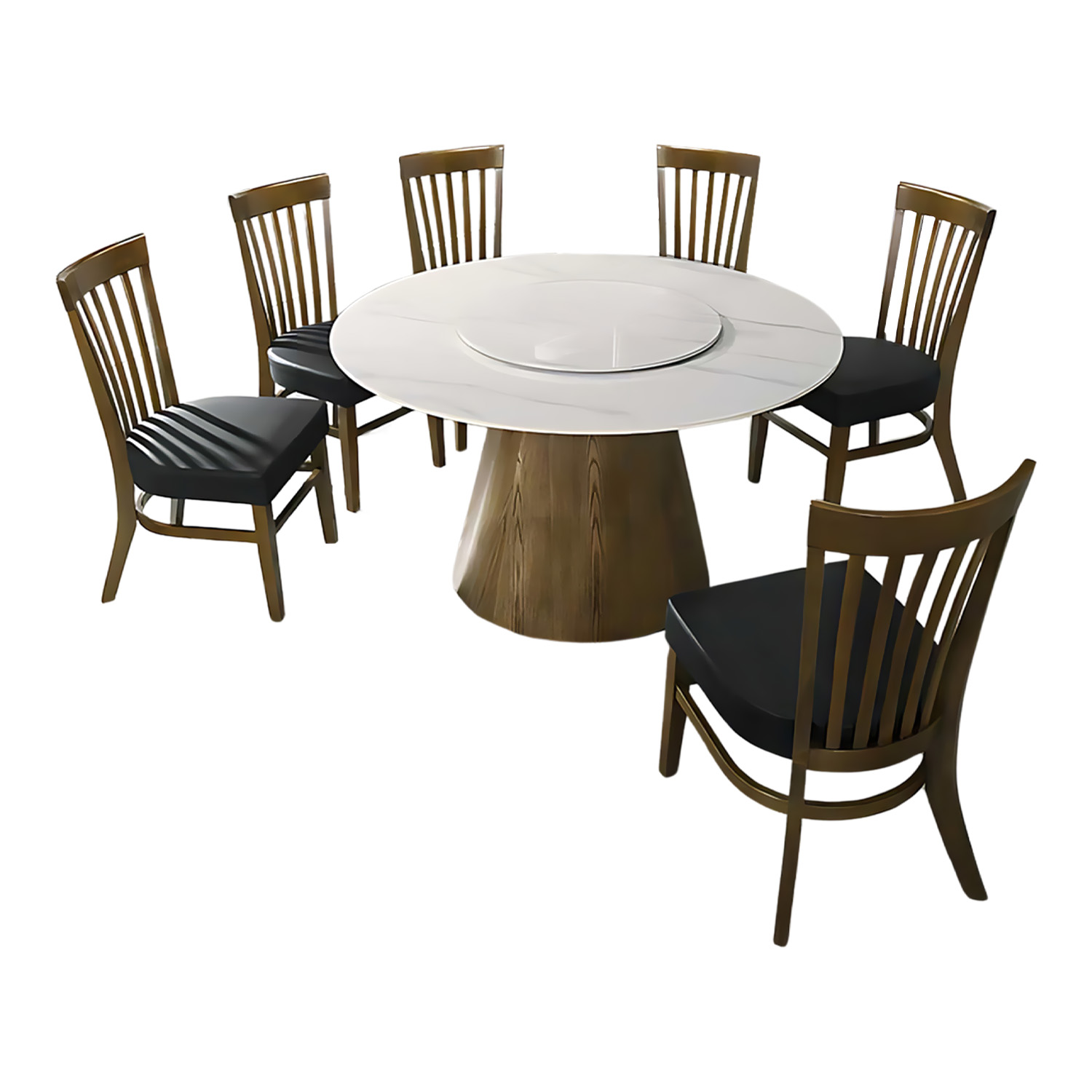 Foto 2 pulgar | Comedor Redondo De 6 Sillas Elegante De Madera Bossa Enzo Marrón