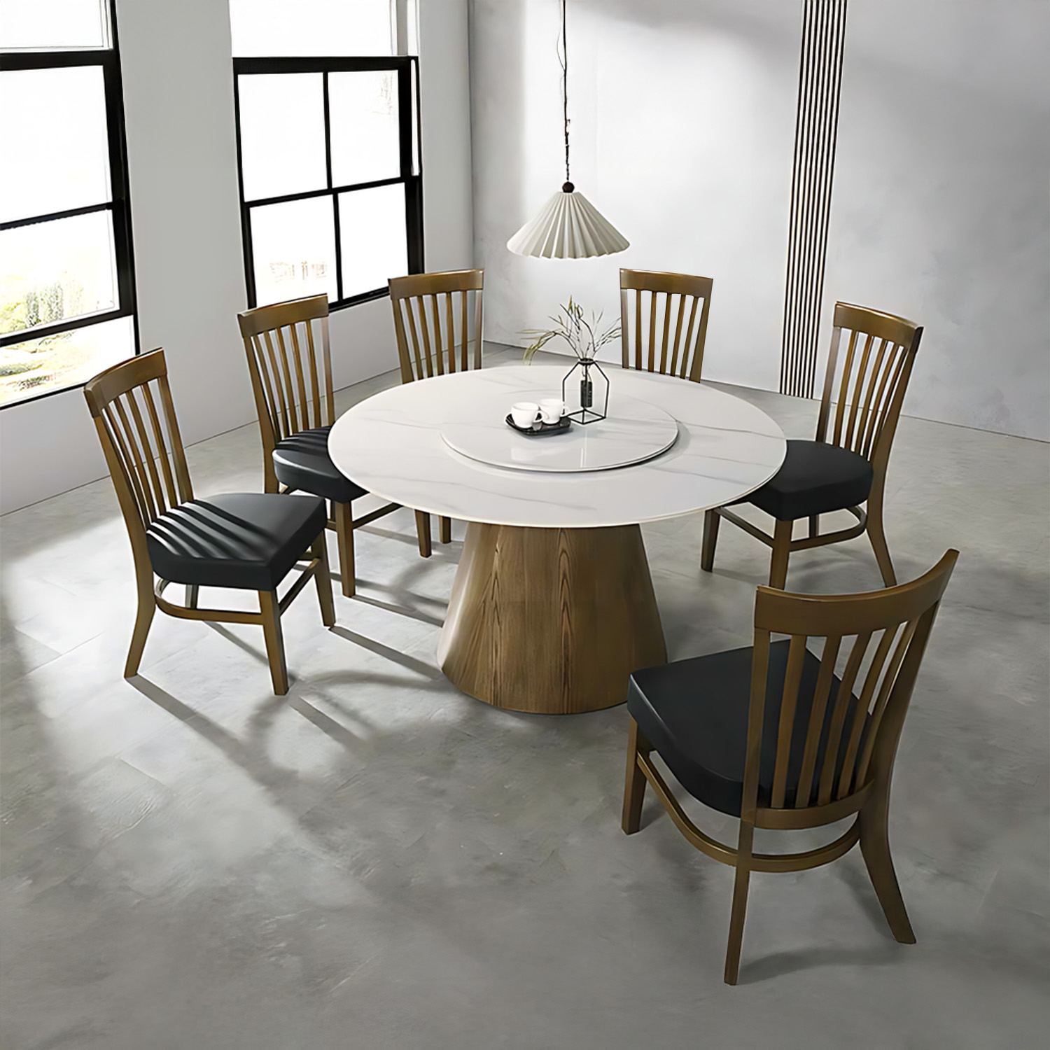 Foto 6 pulgar | Comedor Redondo De 6 Sillas Elegante De Madera Bossa Enzo Marrón