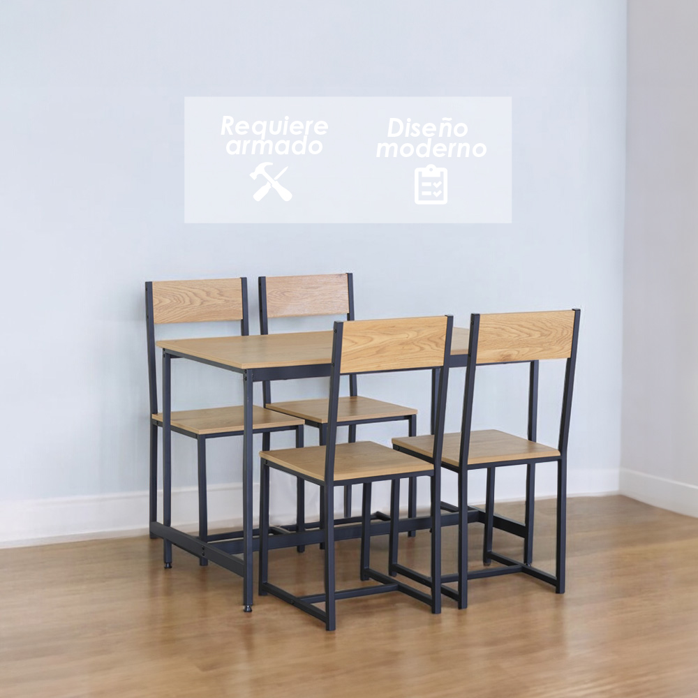 Foto 4 pulgar | Comedor 4 Personas Ilios Innova Madera y Metal Minimalista