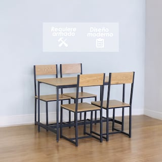 Foto 3 | Comedor 4 Personas Ilios Innova Madera y Metal Minimalista